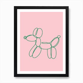 Contemporary Line Drawing Dog Pink Art Print