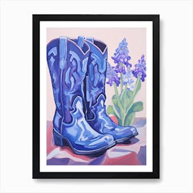 A Painting Of Cowboy Boots With Snapdragon Flowers, Fauvist Style, Still Life 1 Art Print