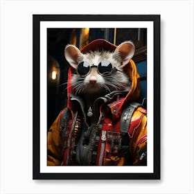 Cyberpunk Style A Possum Wearing Stereotypical French 1 Art Print
