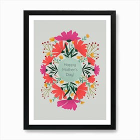 Happy Mothers Day Floral Art Print