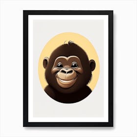 Baby Gorilla Smiling, Gorillas Cute Kawaii 1 Art Print