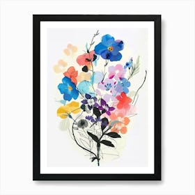 Forget Me Not 1 Collage Flower Bouquet Art Print