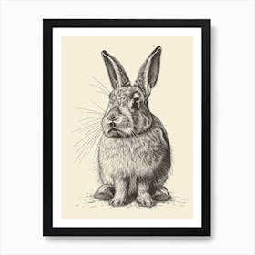 English Lop Blockprint Rabbit Illustration 10 Art Print