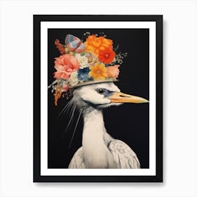 Bird With A Flower Crown Crane 3 Art Print