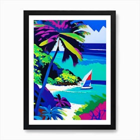 La Digue Island Seychelles Colourful Painting Tropical Destination Art Print