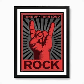 Pyramid America Tune Up Turn Loud Rock Roll Music Hand Fist Fingers Symbol Cool Wall Decor Art Print Poster Art Print