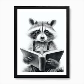 Raccoon Reading A Book 2 Art Print