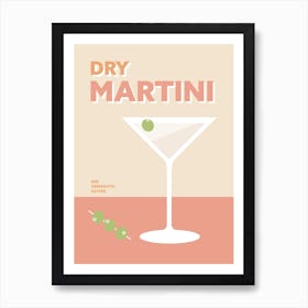 Martini Cocktail Colourful Pink Retro Kitchen Wall Art Print