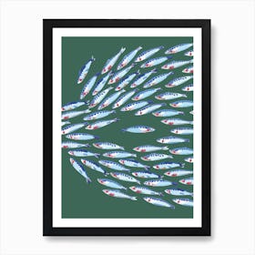 Fish Print Dark Geen 01 Art Print