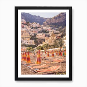 Positano View And Umbrellas Art Print