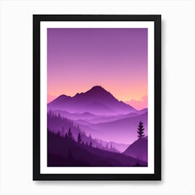 Misty Mountains Vertical Composition In Purple Tone 57 Art Print