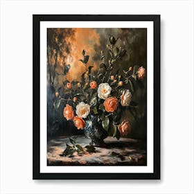 Baroque Floral Still Life Camellia 4 Art Print