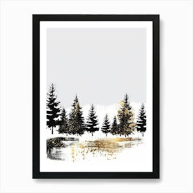 Christmas Trees In The Snow Art Print