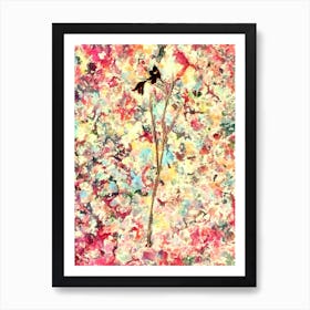 Impressionist Blue Pipe Botanical Painting in Blush Pink and Gold Art Print