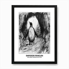 Penguin Exploring Underwater Caves Poster 3 Art Print