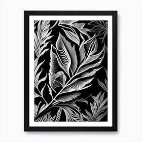 Olive Leaf Linocut 2 Art Print