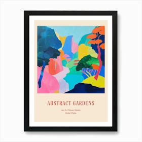 Colourful Gardens Lan Su Chinese Garden Usa 4 Red Poster Art Print