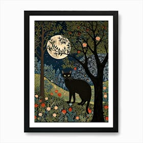 William Morris Black Cat In The Moonlight 5 Art Print