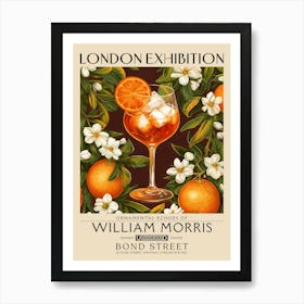 Aperol Spritz cocktail print William Morris style maximalist floral art, summer inspired drink wall art vintage botanical still life eclectic decor for bar cart, living room, kitchen, dining room 7 Art Print