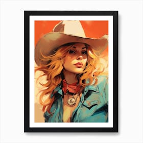 Portrait Cowgirl Illustration 3 Art Print