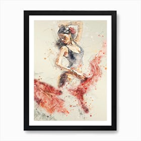 Flamenco Dancer Art Illustration In A Painting Style 17 Art Print
