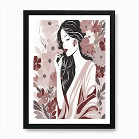 Asian Woman With Flowers 2 Art Print