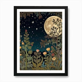 Moonlight In The Forest Style William Morris Art Print 8 Art Print