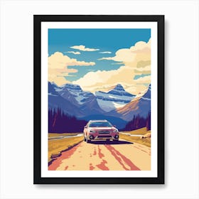 A Subaru Outback Car In Icefields Parkway Flat Illustration 2 Art Print