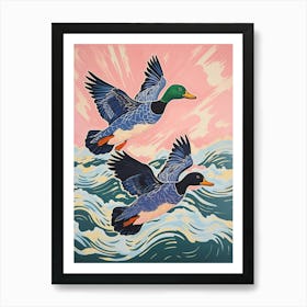 Vintage Japanese Inspired Bird Print Mallard Duck 1 Art Print