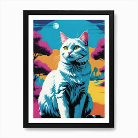 Cat In The Moonlight 2 Art Print