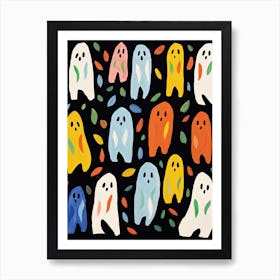 Autumn Fall Spooky Ghosts, Matisse Style, Halloween 2 Art Print