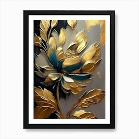 Gold Flower Painting 1 Art Print