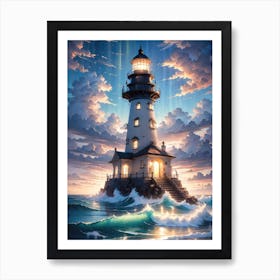 A Lighthouse In The Middle Of The Ocean 79 Art Print