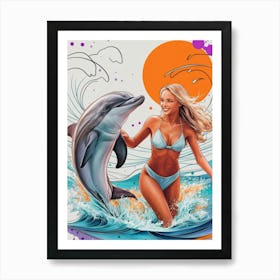 Dolphins In The Ocean Art Print