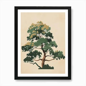 Mahogany Tree Minimal Japandi Illustration 4 Art Print