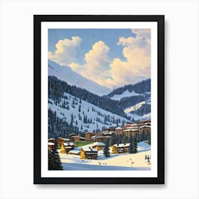 Courchevel, France Ski Resort Vintage Landscape 4 Skiing Poster Art Print