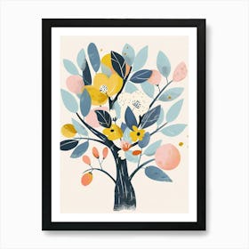 Peach Tree Flat Illustration 3 Art Print