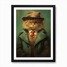 Gangster Cat Laperm Art Print