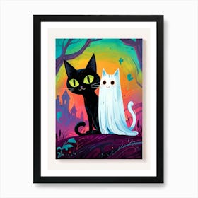 Ghosts And Cats Art Print