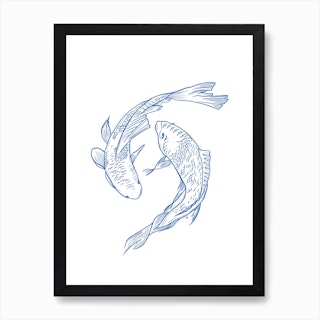 Blue Koi Fish Art Print