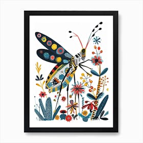 Colourful Insect Illustration Grasshopper 5 Art Print