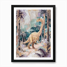 Dinosaurs Exploring Muted Pastels 4 Art Print