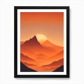 Misty Mountains Vertical Composition In Orange Tone 21 Art Print