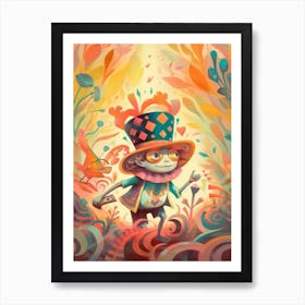 Alice In Wonderland Colourful Storybook The Mad Hatter Art Print