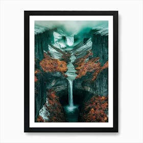 Waterfalls In Iceland Art Print