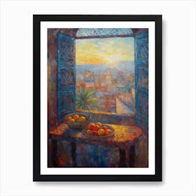 Window View Of Marrakech In The Style Of Impressionism 3 Art Print
