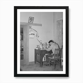 Son Of Japanese Fruit Farmer At His Desk, Placer County, California By Russell Lee Art Print