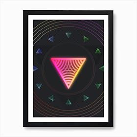 Neon Geometric Glyph in Pink and Yellow Circle Array on Black n.0409 Art Print