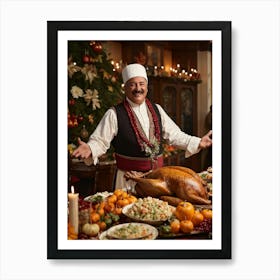 A Jovial Pilgrim Adorned With Traditional Dress From The New World An Adoring Smile Complementing (3) 1 Art Print