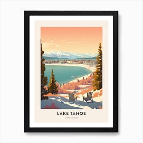 Vintage Winter Travel Poster Lake Tahoe Usa 1 Art Print